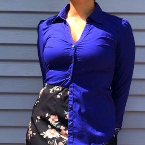 Express Design Studio Button Down Cobalt Blue